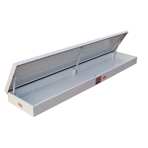 TC9620 – RKI Tool Box, Topper Single Lid Powder Coated White Steel 96-3/4 Inch Length x 20 Inch Width x 7-1/4 Inch He...
